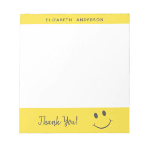 Bloc De Notas Cara Feliz Sonriendo Gracias Agregar Nombre