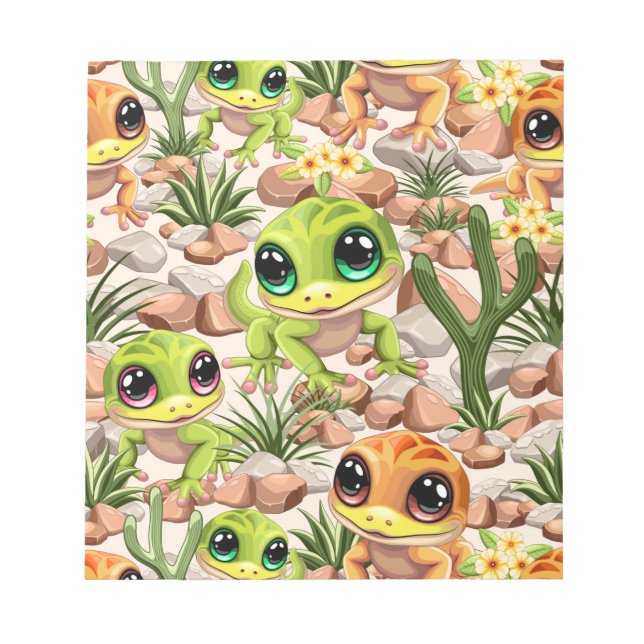 Bloc De Notas Caracteres de dibujos animados de Baby Geckos Cute (Frente)