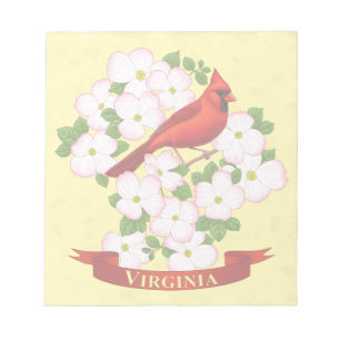Bloc De Notas Cardenal estatal de Virginia Bird and Dogwood Flow