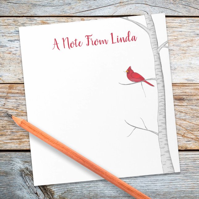 Bloc De Notas Cardenal rojo botánico elegante bosque de invierno (Watercolor winter red cardinal birch tree notepad
)