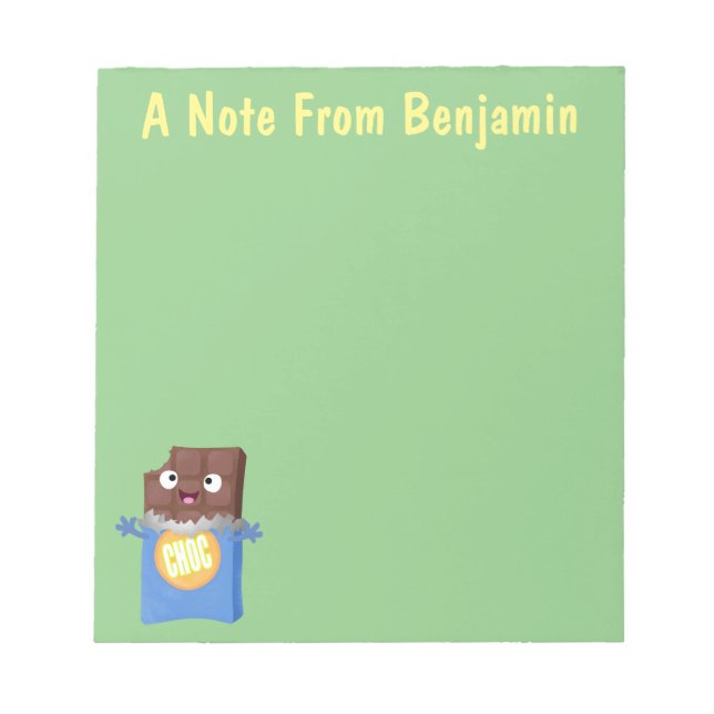 Bloc De Notas Caricatura de dibujos animados de un dulce chocola (Frente)