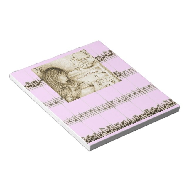 Bloc De Notas Carousel Dreams Bonito Notepad de música rosa vint (Lado Derecho)