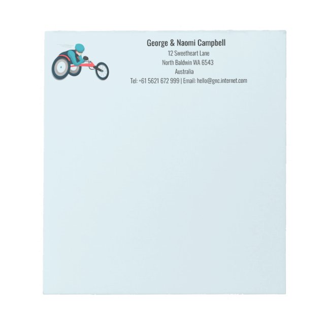 Bloc De Notas Carreras en silla de ruedas (Frente)