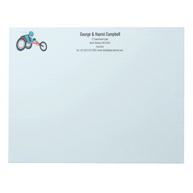 Bloc De Notas Carreras en silla de ruedas (Frente)