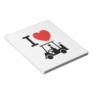 Bloc De Notas Carro de golf I Heart (Love)