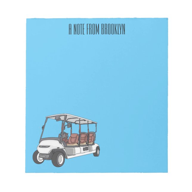 Bloc De Notas Carro de golf / ilustracion personalizado de coche (Frente)
