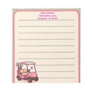 Bloc De Notas Carro de golf rosa personalizado