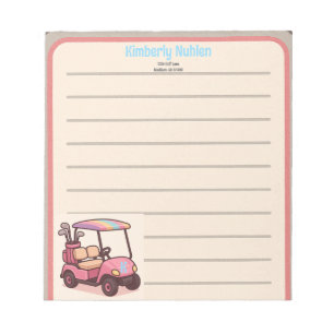 Bloc De Notas Carro de golf rosa personalizado