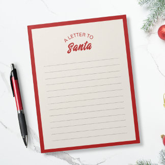 Bloc De Notas Carta a Santa - Borde Rojo Clásico