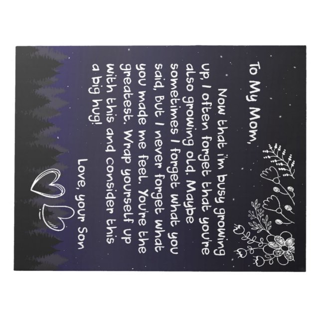 Bloc De Notas Carta De Amor Personalizada A Mi Mamá De Hijo (Frente)