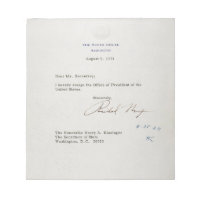 Carta de renuncia de Richard M. Nixon 1974