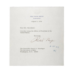 Bloc De Notas Carta de renuncia de Richard M. Nixon 1974