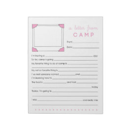 Bloc De Notas Carta de Stationery del campamento chica