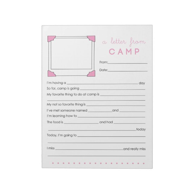 Bloc De Notas Carta de Stationery del campamento chica (Lado Izquierdo)