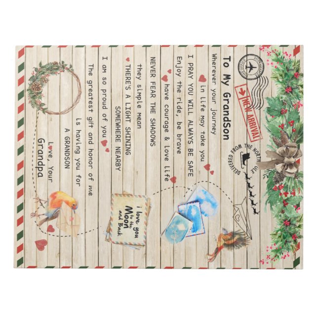 Bloc De Notas Carta Personalizada A Mi Nieto Del Abuelo (Frente)