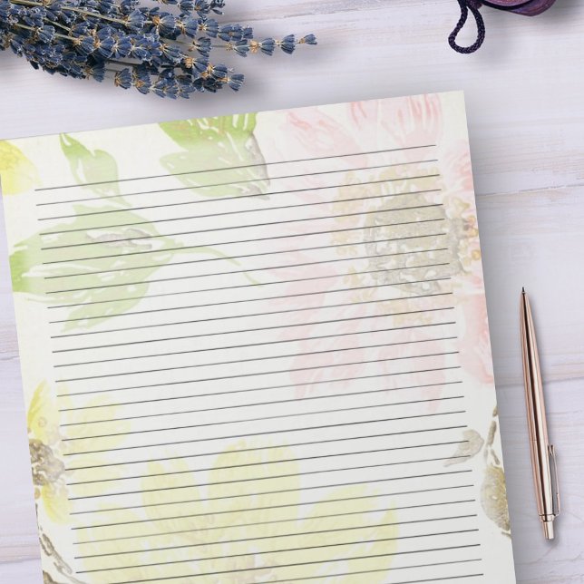 Bloc De Notas Carta Tamaño 8.5" x 11" Colegio gobernado con flor (Subido por el creador)