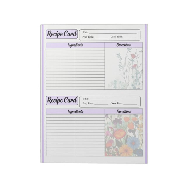 Bloc De Notas Cartas de recetas en el Purple Garden_ (Lado Izquierdo)