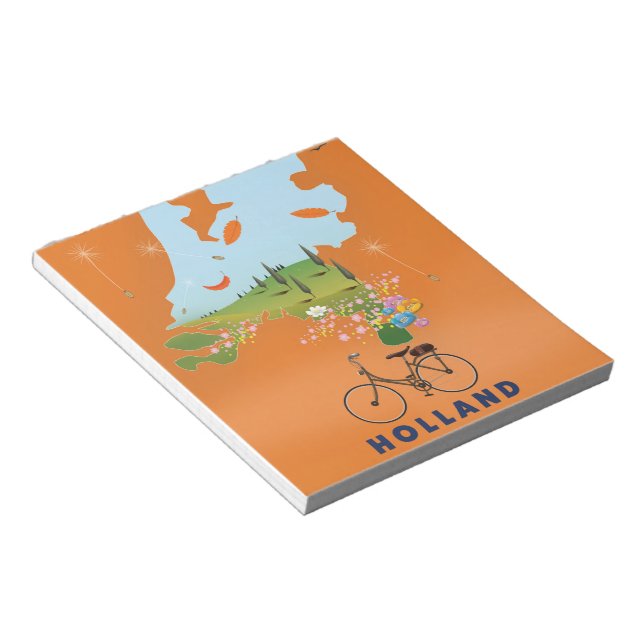 Bloc De Notas Cartel de viaje del mapa de Holanda (Lado Derecho)