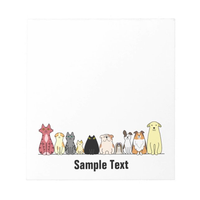 Bloc De Notas cartoon cats and dogs note pad (Frente)