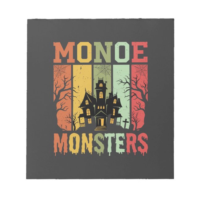 Bloc De Notas Casa Embrujada De Halloween Monstruos Retro (Frente)