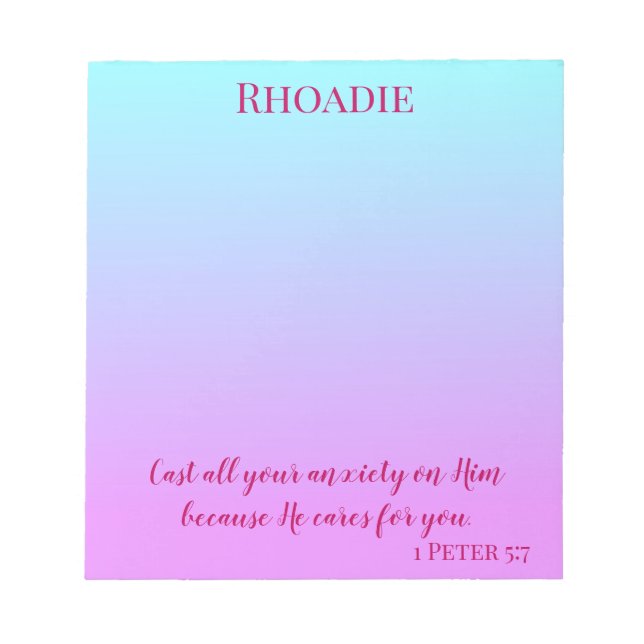 Bloc De Notas Cast all your Anxiety Inspirational Bible gift (Frente)