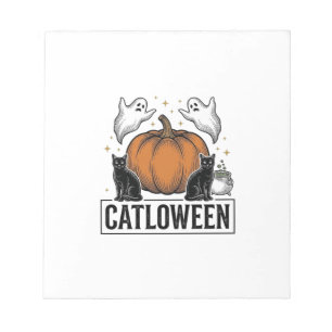 Bloc De Notas Catloween Gato Negro Fantasma Diseño Vectorial de 