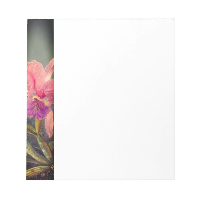 Bloc De Notas Cattleya Orchid y tres Hummingbirds Heade (Frente)