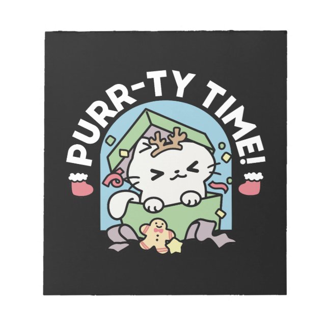 Bloc De Notas Celebración de los navidades con un gato moro (Frente)