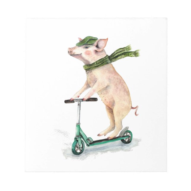 Bloc De Notas Cerdo en una moto (Frente)