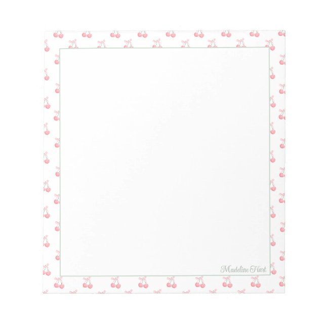 Bloc De Notas Cerezas personalizadas de moda (Frente)