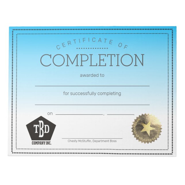 Bloc De Notas Certificado de terminación de las indemnizaciones  (Frente)