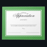 Bloc De Notas Certificados de Apreciación<br><div class="desc">Cambie el color de fondo de estos certificados de apreciación de puntos polka u otros premios que puede personalizar para su grupo,  equipo u organización. El panel de notas de 40 certificados idénticos se puede personalizar individualmente a mano después de la compra.</div>
