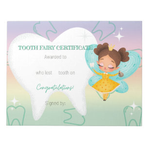 Bloc De Notas Certificados de Faery de Hadas Dientes