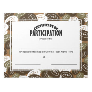 Bloc De Notas Certificados de participación en el fútbol