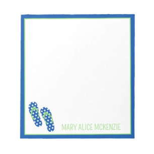 Bloc De Notas Chanclas Personalizadas de Lunares Verdes y Azules