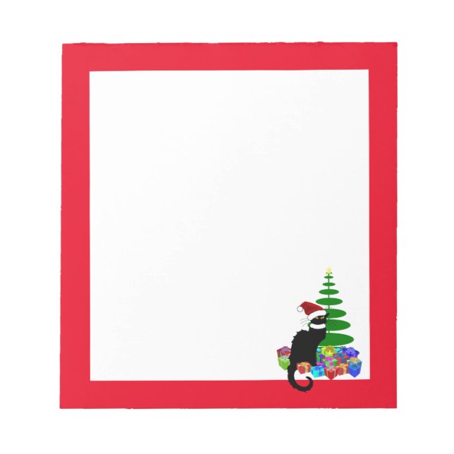 Bloc De Notas Chat Noir con árbol y regalos de Navidad (Frente)
