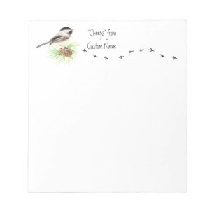 Bloc De Notas "Cheeps from Custom Name" Chickadee, pistas de páj
