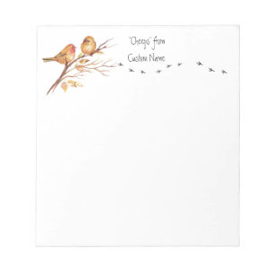 Bloc De Notas "Cheeps from Custom Name" Sparrow, Bird Tracks