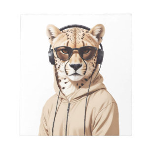 Bloc De Notas Cheetah Con Hoodie Funny Carácter Animal De Guay
