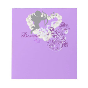Bloc De Notas Cherub Perlas Corazón Morado Floral Pequeña Nota P