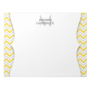 Bloc De Notas Chevron amarillo y moderno personalizado
