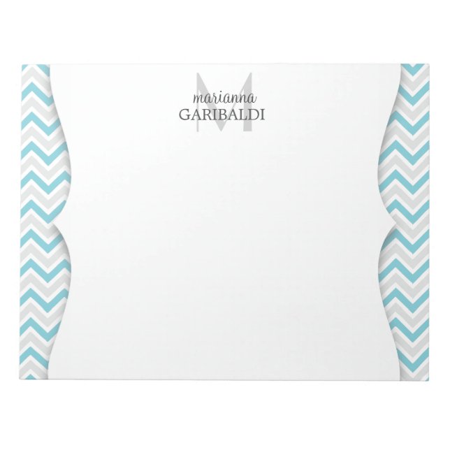 Bloc De Notas Chevron Blue y Modern Personalizado (Frente)