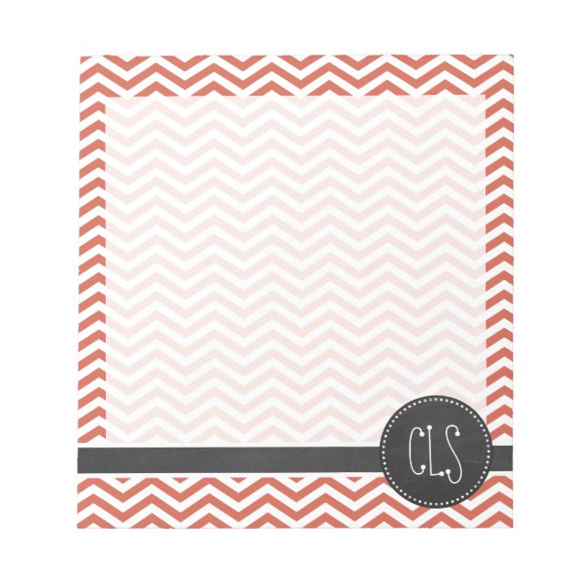 Bloc De Notas Chevron de Coral Oscuro; pizarrón de Chalkboard Vi (Frente)