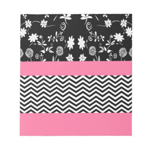Bloc De Notas chevron floral rosa
