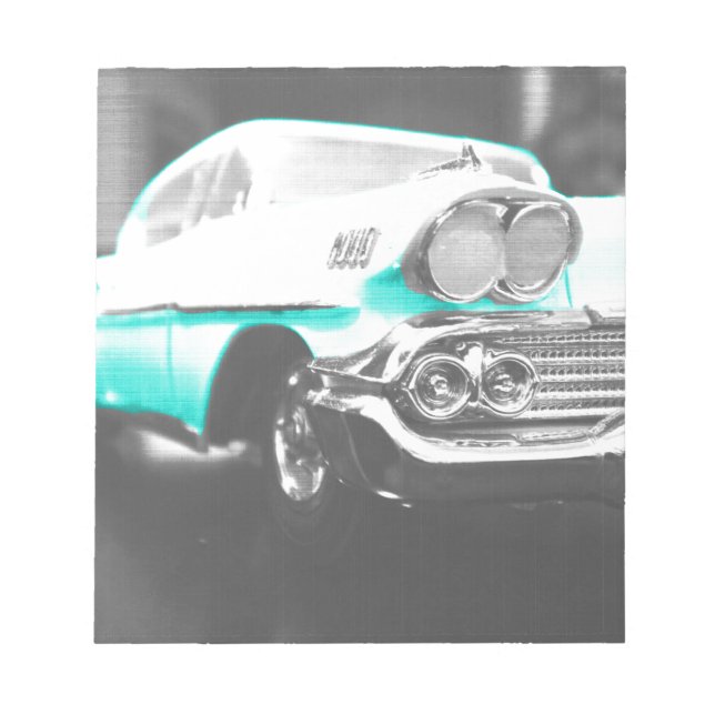 Bloc De Notas Chevy impala de 1958 coche clásico azul brillante (Frente)