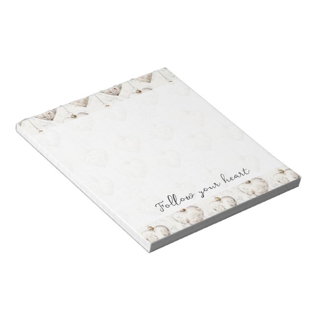 Bloc De Notas Chic Cream Grey Hearts Ornaments   (Lado Derecho)