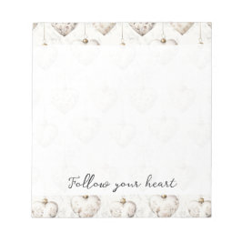 Bloc De Notas Chic Cream Grey Hearts Ornaments  