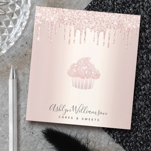 Bloc De Notas Chic Cupcake Chef Bakery Rose Gold Glitter Drips (Subido por el creador)