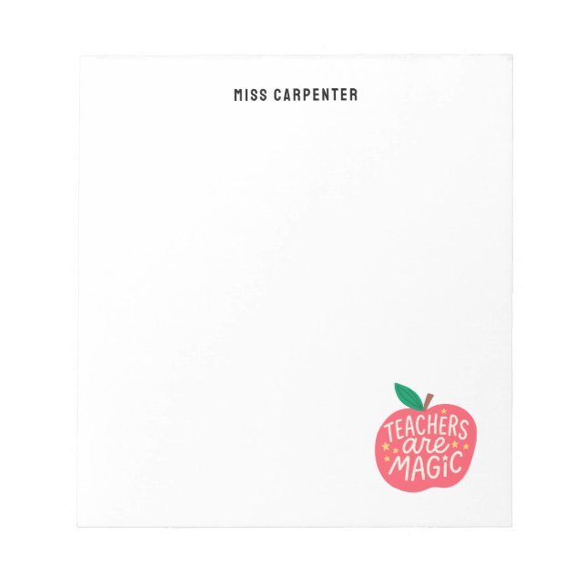 Bloc De Notas Chic Cute Apple Saying Personalized Teacher (Frente)
