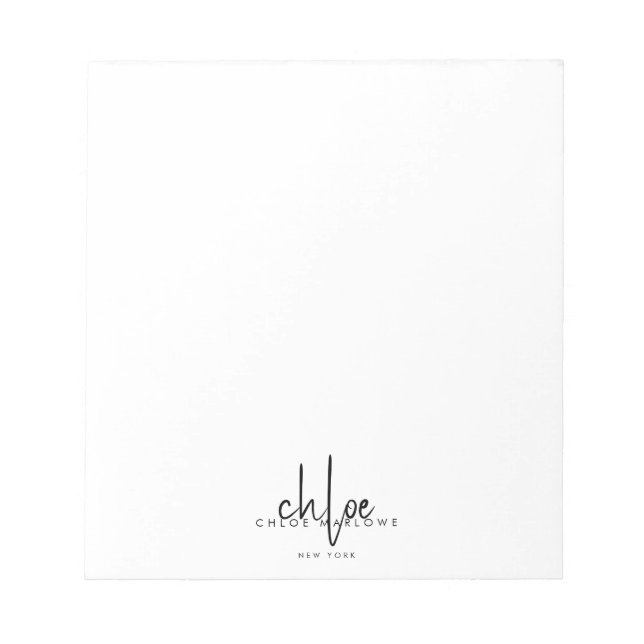 Bloc De Notas Chic Hair Stylist Minimalist Monogram  (Frente)